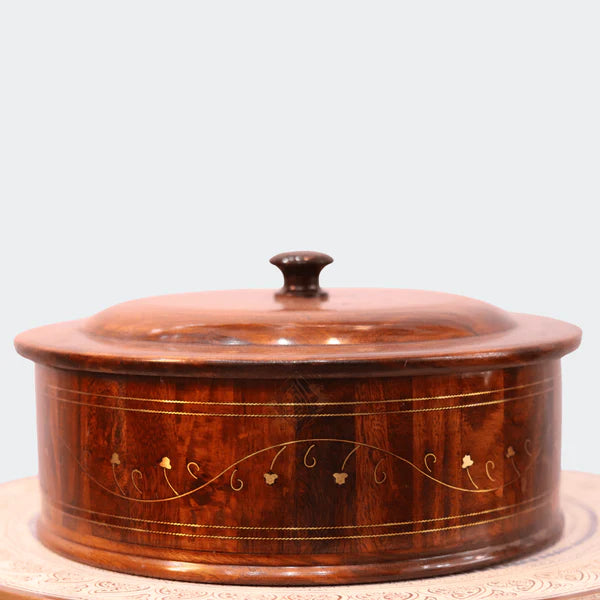 Wooden Hot Pot With Barance Work Roti_dan