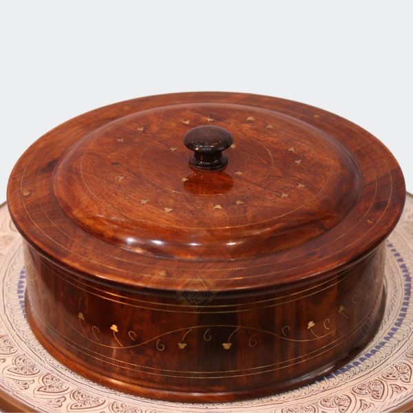 Wooden Hot Pot With Barance Work Roti_dan