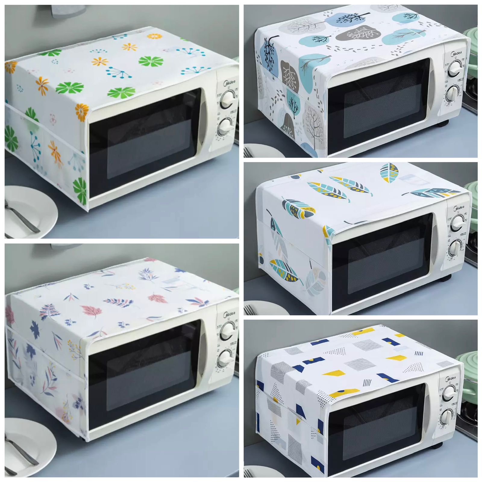 1pc Marble Print Microwave Oven Cover, Polyester Dust-proof Microwave Oven  Top Cover For Home