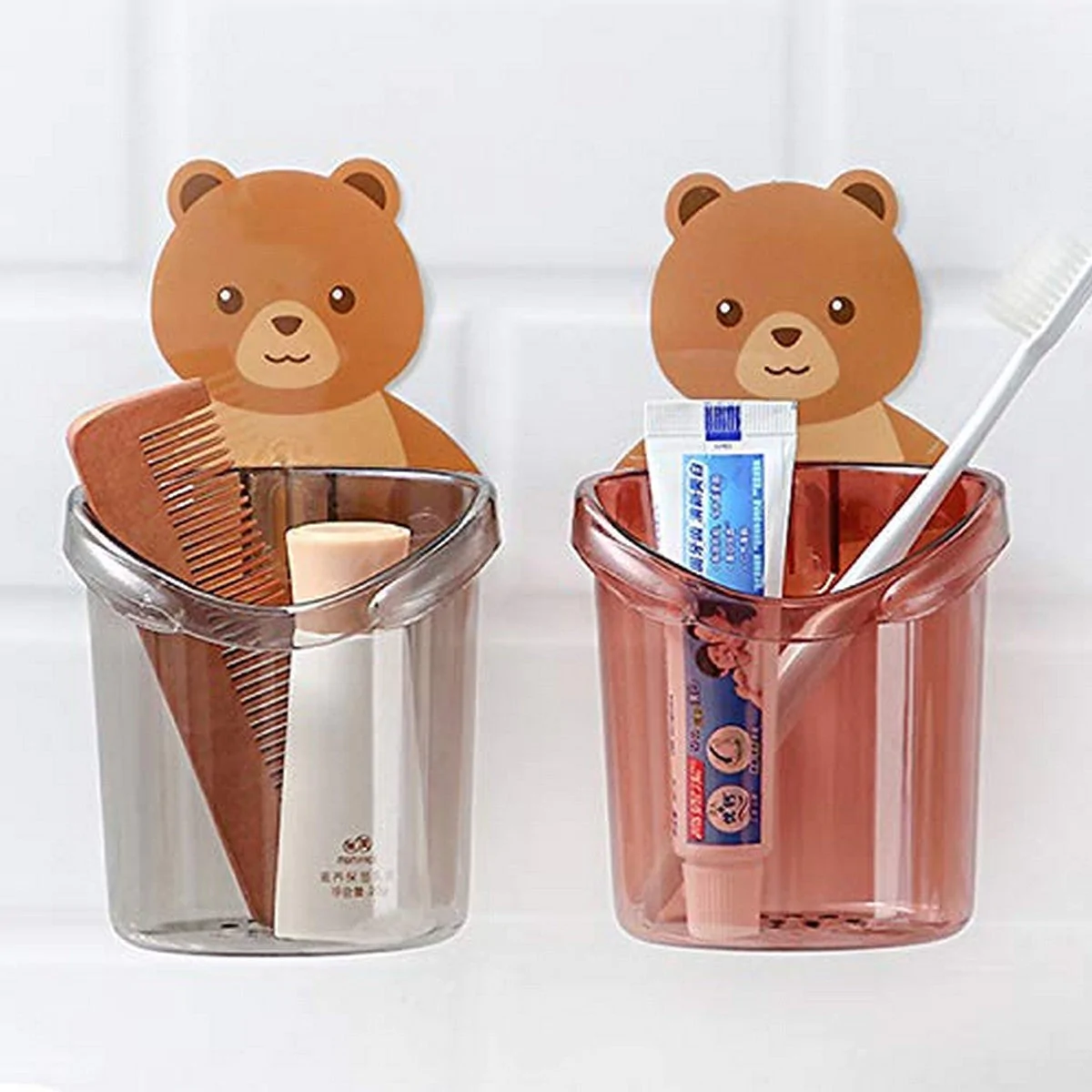 Teddy Bear Toothbrush Holder Cute Bear Storage Rack (Random Color)