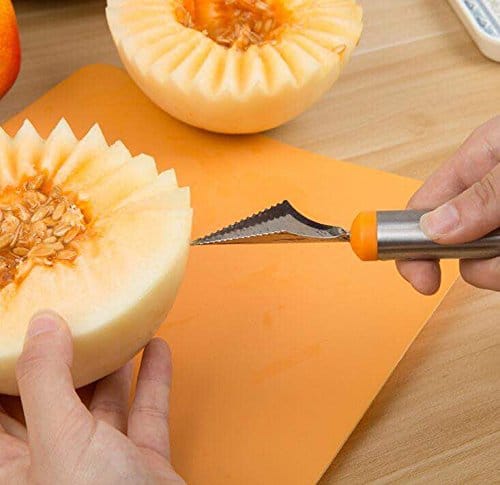 2 In 1 Melon Baller Stainless Steel Fruit Carving Knife – Slicer & Scooper