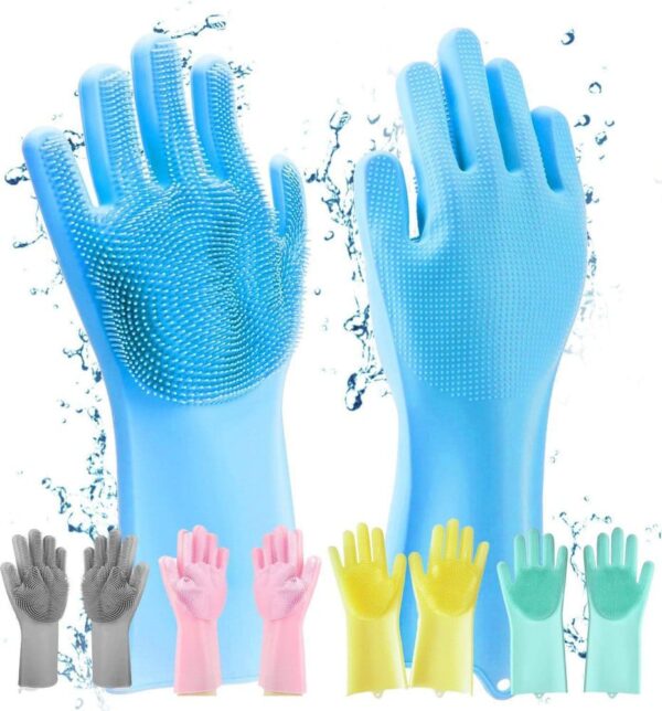 Silicone Full Finger Washing Gloves – For Home (random Colors)