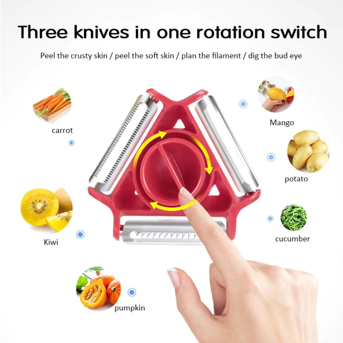 3 in 1 Multi-Functional Rotatory Peeler, Vegetable Slicer