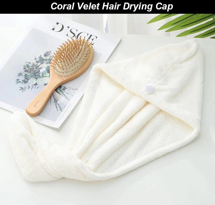 New Quick Dry Head Shower Cap Towel Hair Wrap Soft (Random Color)
