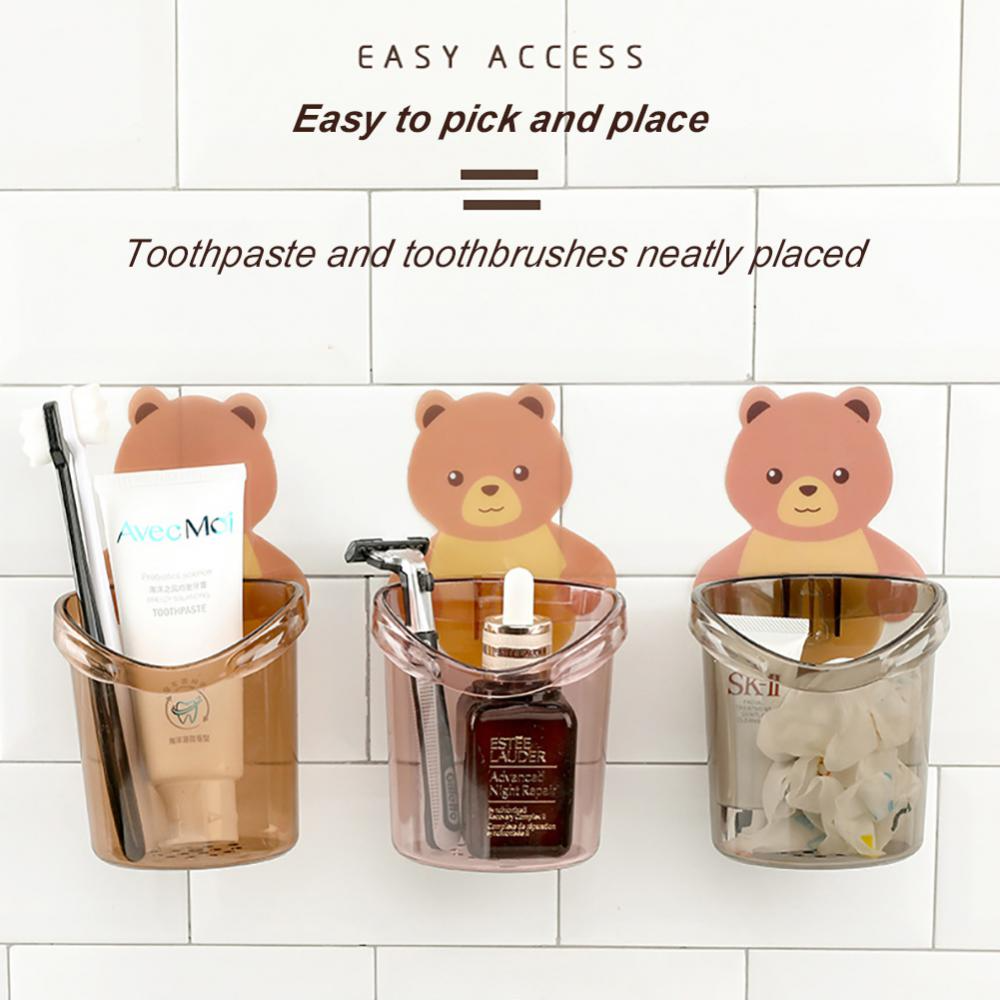 Teddy Bear Toothbrush Holder Cute Bear Storage Rack (Random Color)