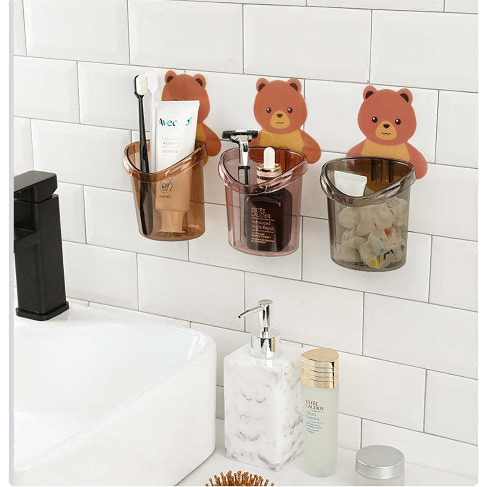 Teddy Bear Toothbrush Holder Cute Bear Storage Rack (Random Color)