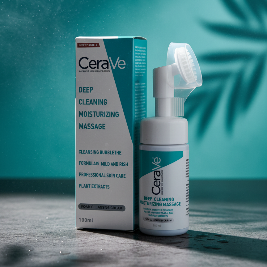 CeraVe Deep Cleaning Moisturizing Massage Foam Cleansing Cream – Gentle, Hydrating Facial Cleanser for Soft, Balanced & Fresh Skin