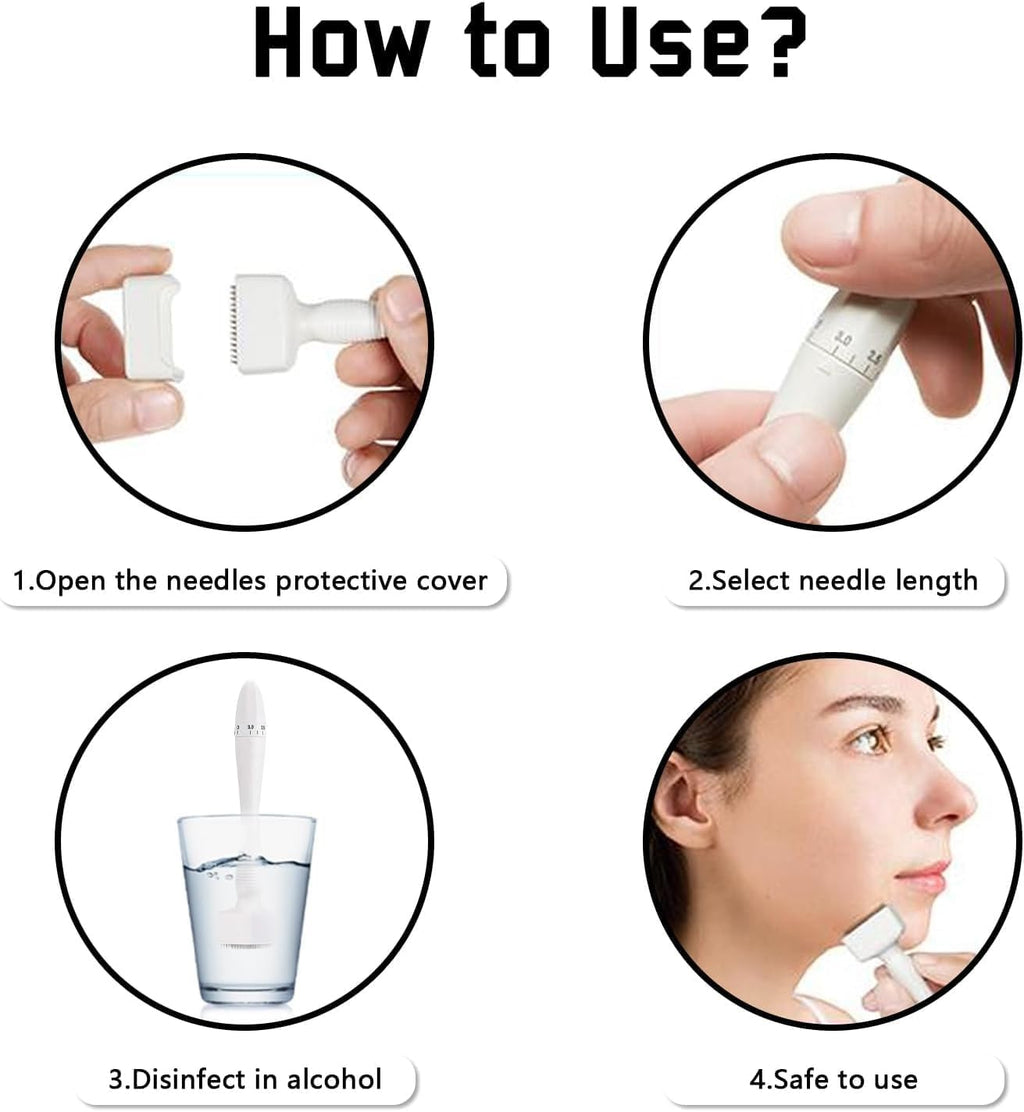Professional Derma Stamp Adjustable 0–3mm – 140 Pin Titanium Micro Needling