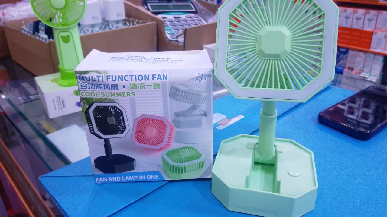 2-in-1 Portable Foldable Rechargeable Fan with LED Night