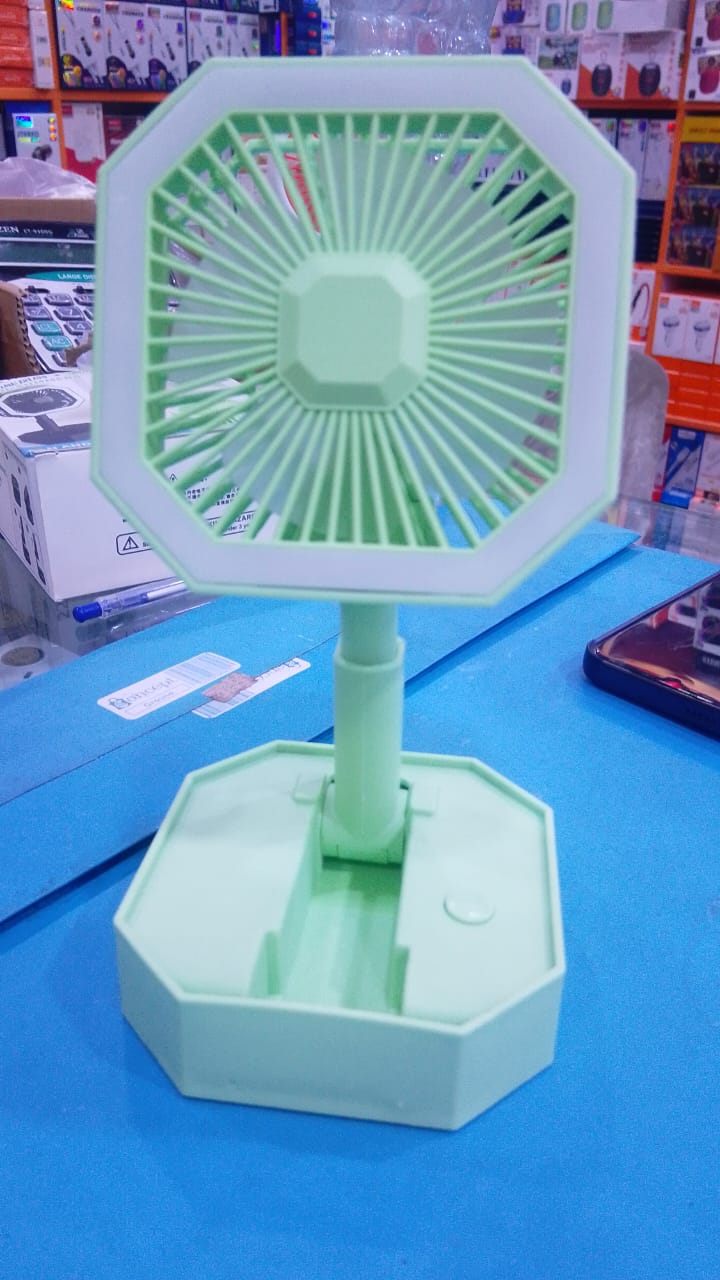 2-in-1 Portable Foldable Rechargeable Fan with LED Night