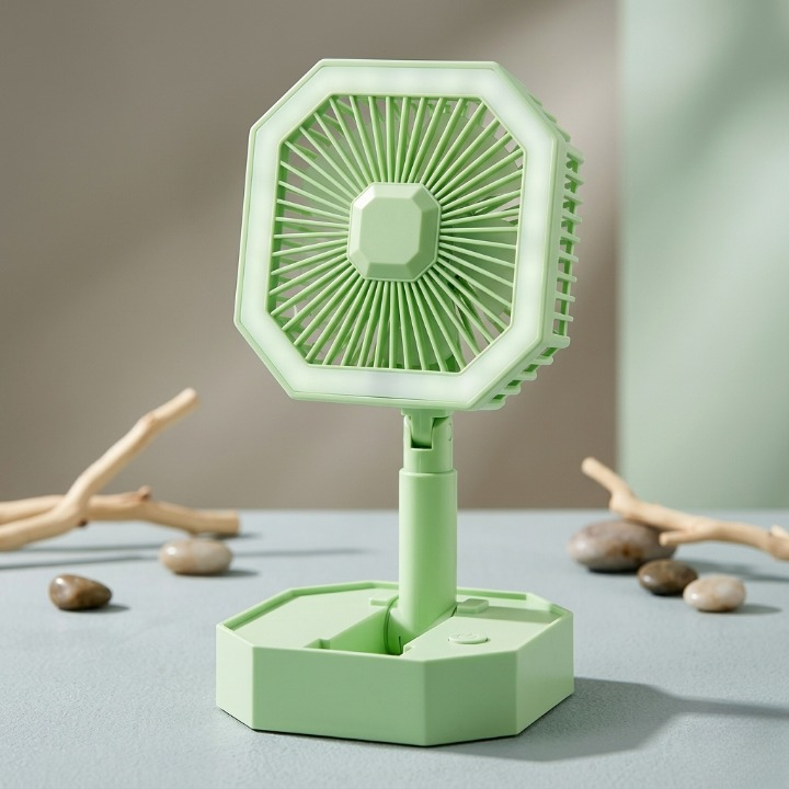 2-in-1 Portable Foldable Rechargeable Fan with LED Night