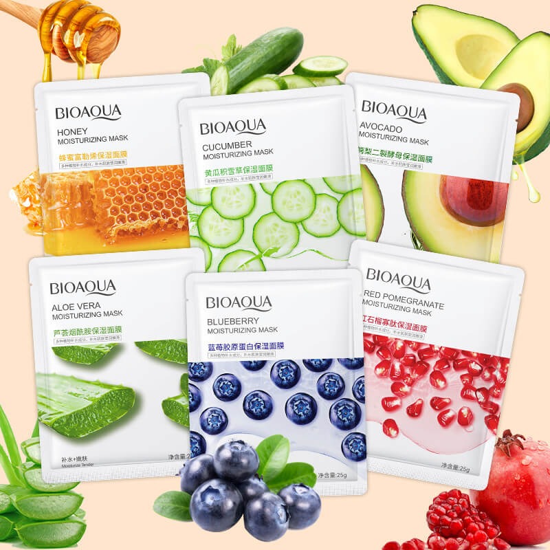 Whitening Face Sheet Mask Set Of 6 Multicolor Hydrating Brightening Skin Care Masks