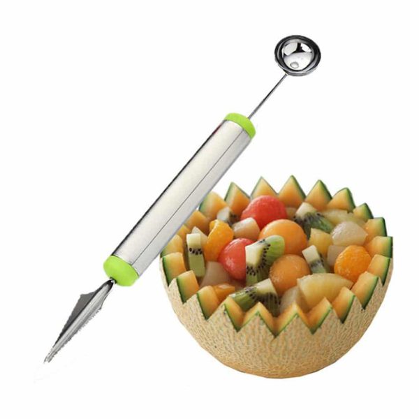 2 In 1 Melon Baller Stainless Steel Fruit Carving Knife – Slicer & Scooper