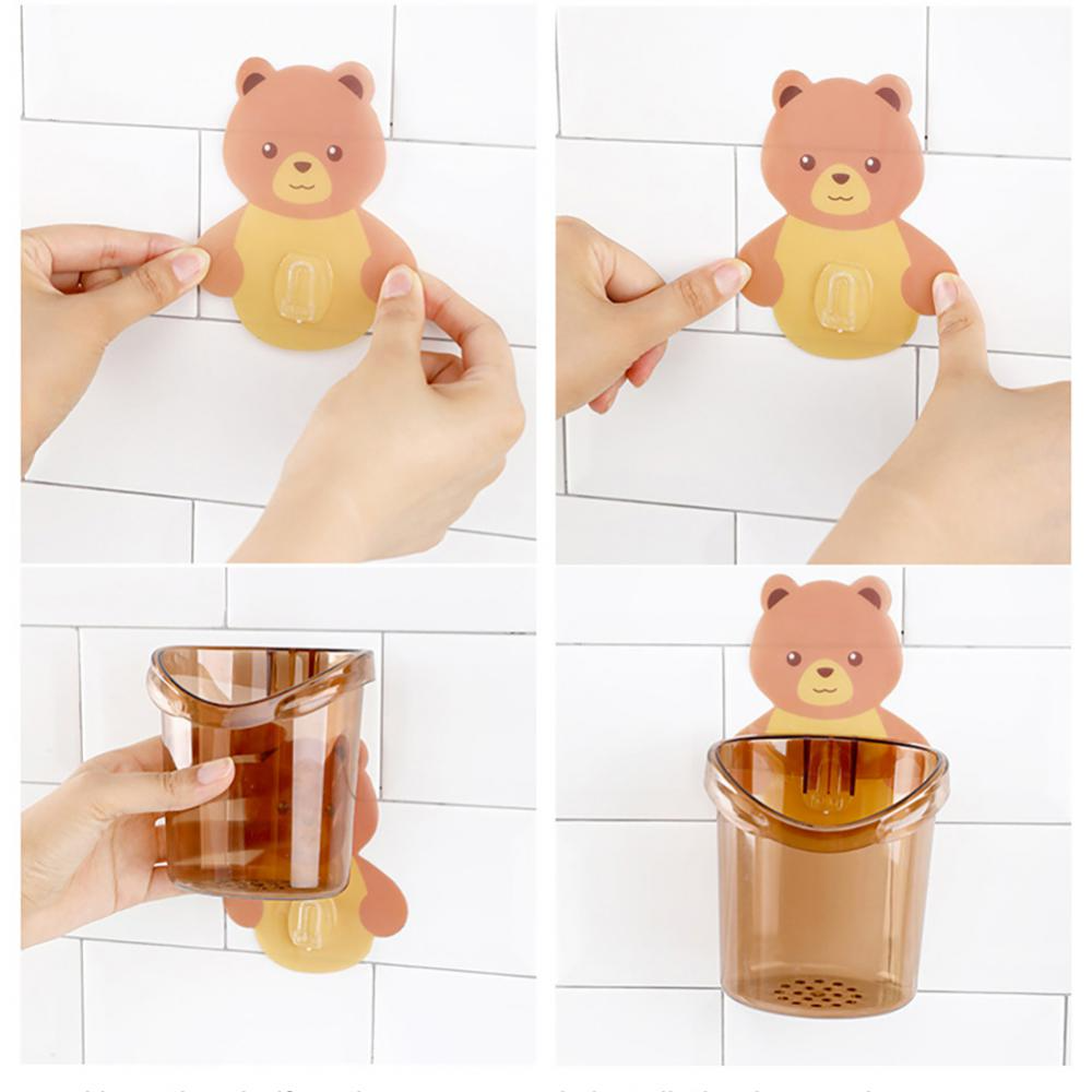 Teddy Bear Toothbrush Holder Cute Bear Storage Rack (Random Color)