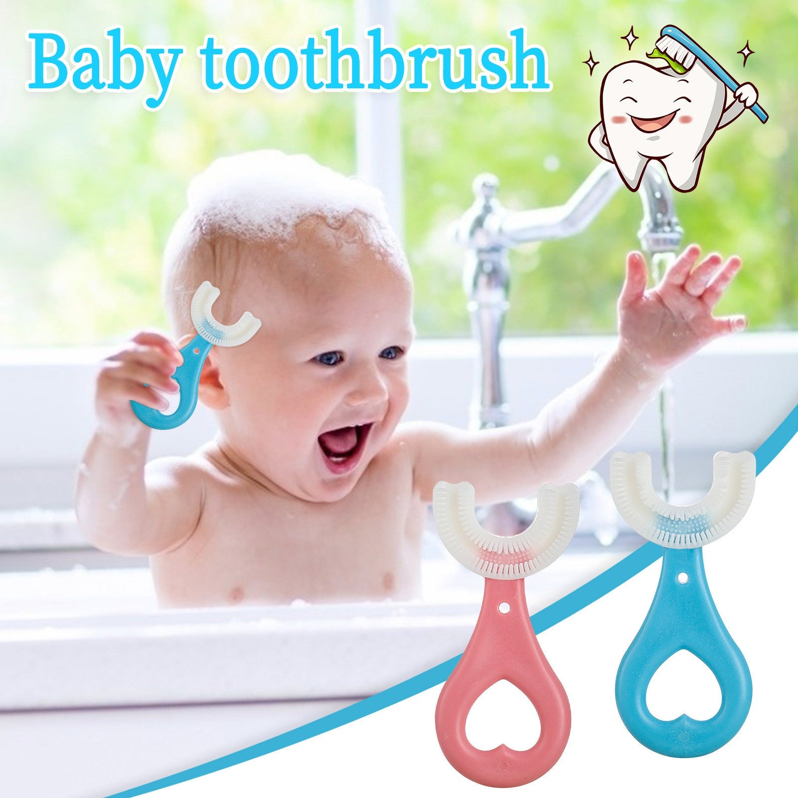 Silicone Baby U shaped Tooth Brush, Gum Protector Soft Toothbrush