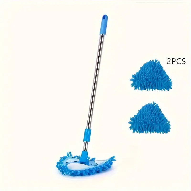 1set, Telescopic Triangle Cleaning Mop, Replaceable Triangle Mop Cloth Cover, Ceiling Wall Cleaning Mop, Floor Wall Tile Car Wiping Mop,