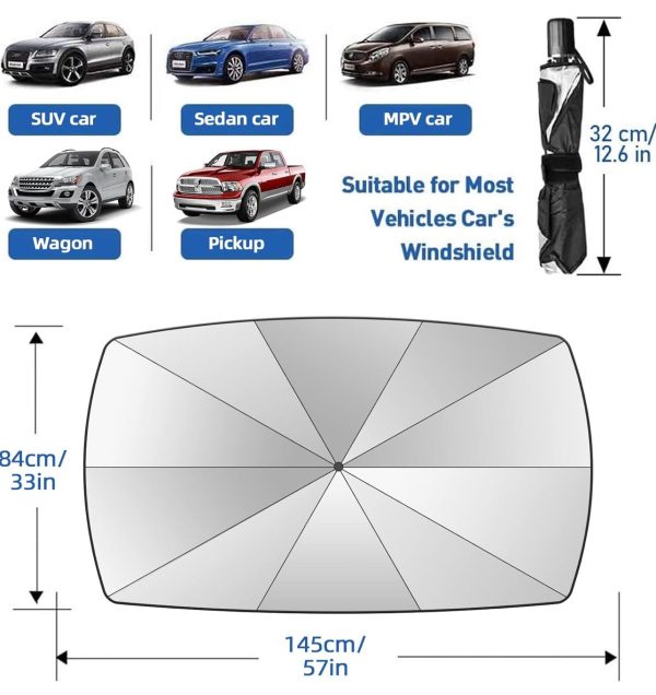 Universal Car Umbrella Sun Shade Cover for Windshield UV Reflecting