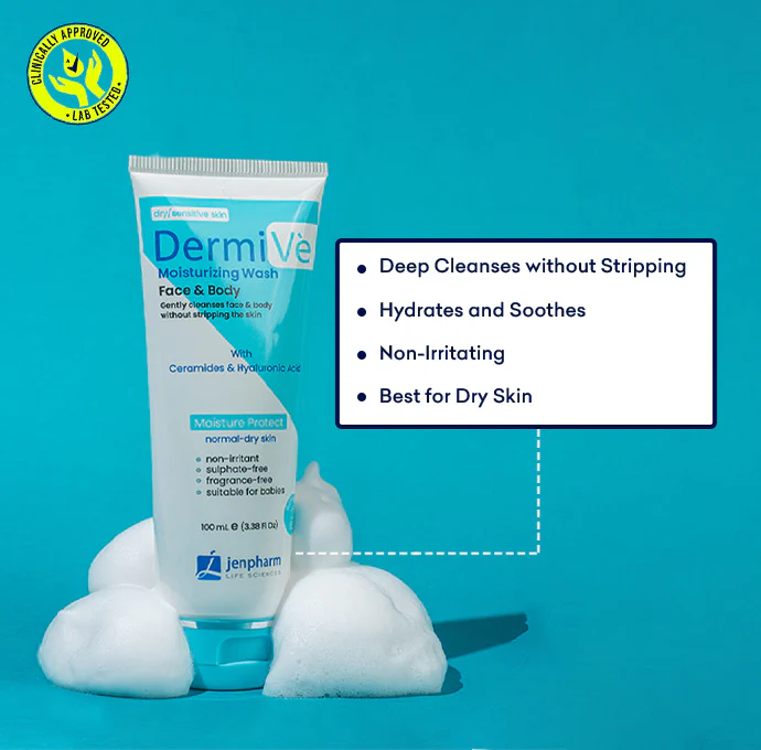 Dermive Moisturizing Wash 100ml For Cleanses Face & Body By Jenpharm