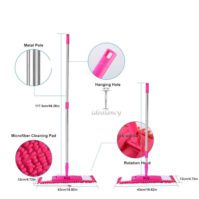 Flat Microfiber Squeeze Mop With Long Handle