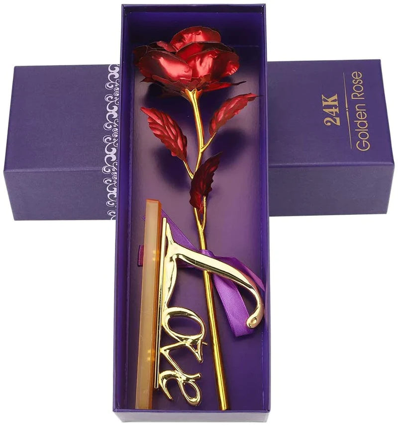 24k Gold Plated Rose With Love Holder Box