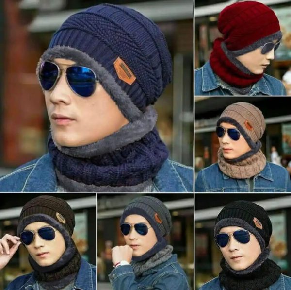 Woolen Winter Beanie Cap With Neck Warmer Muffler For Men And Women