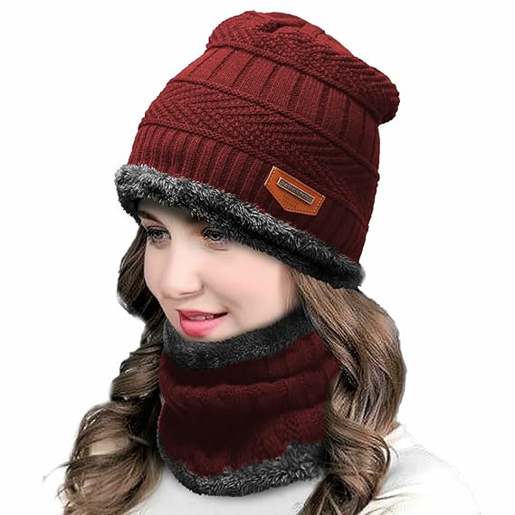 Woolen Winter Beanie Cap With Neck Warmer Muffler For Men And Women