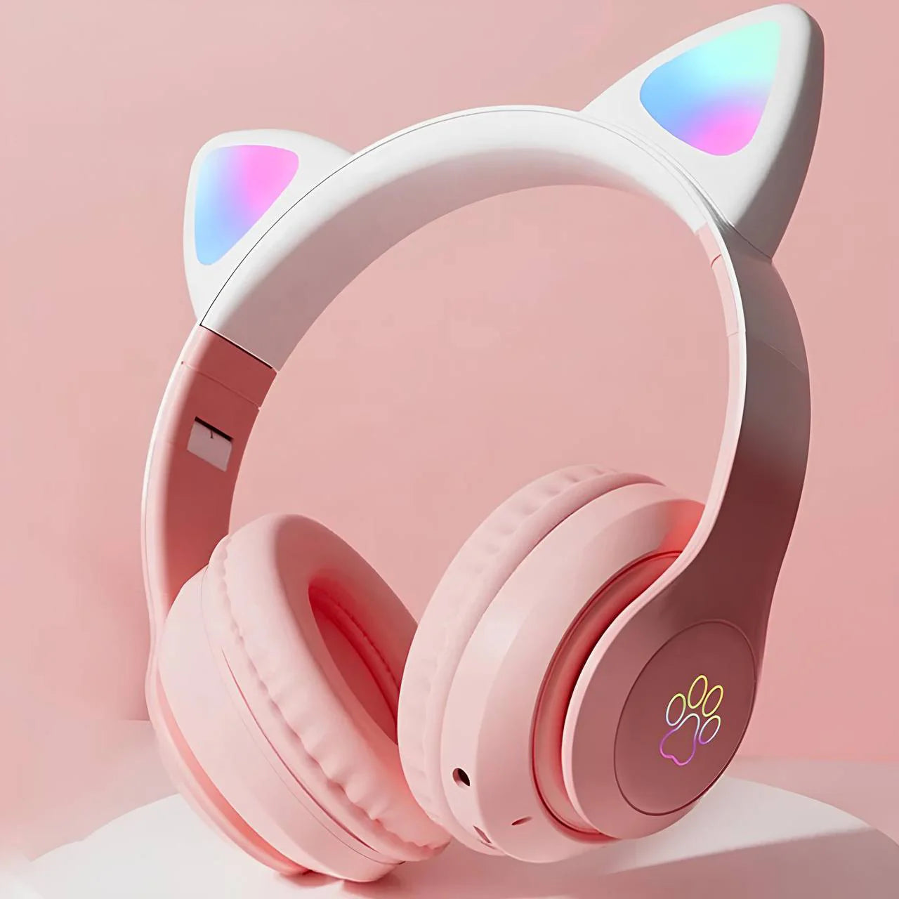 Cute Cat Wireless Headphone With RGB