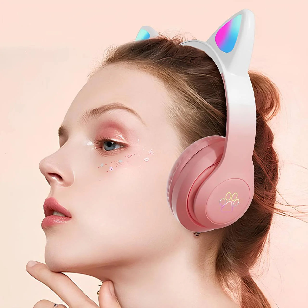 Cute Cat Wireless Headphone With RGB