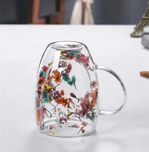 Dried Flower Double wall Glass Cup