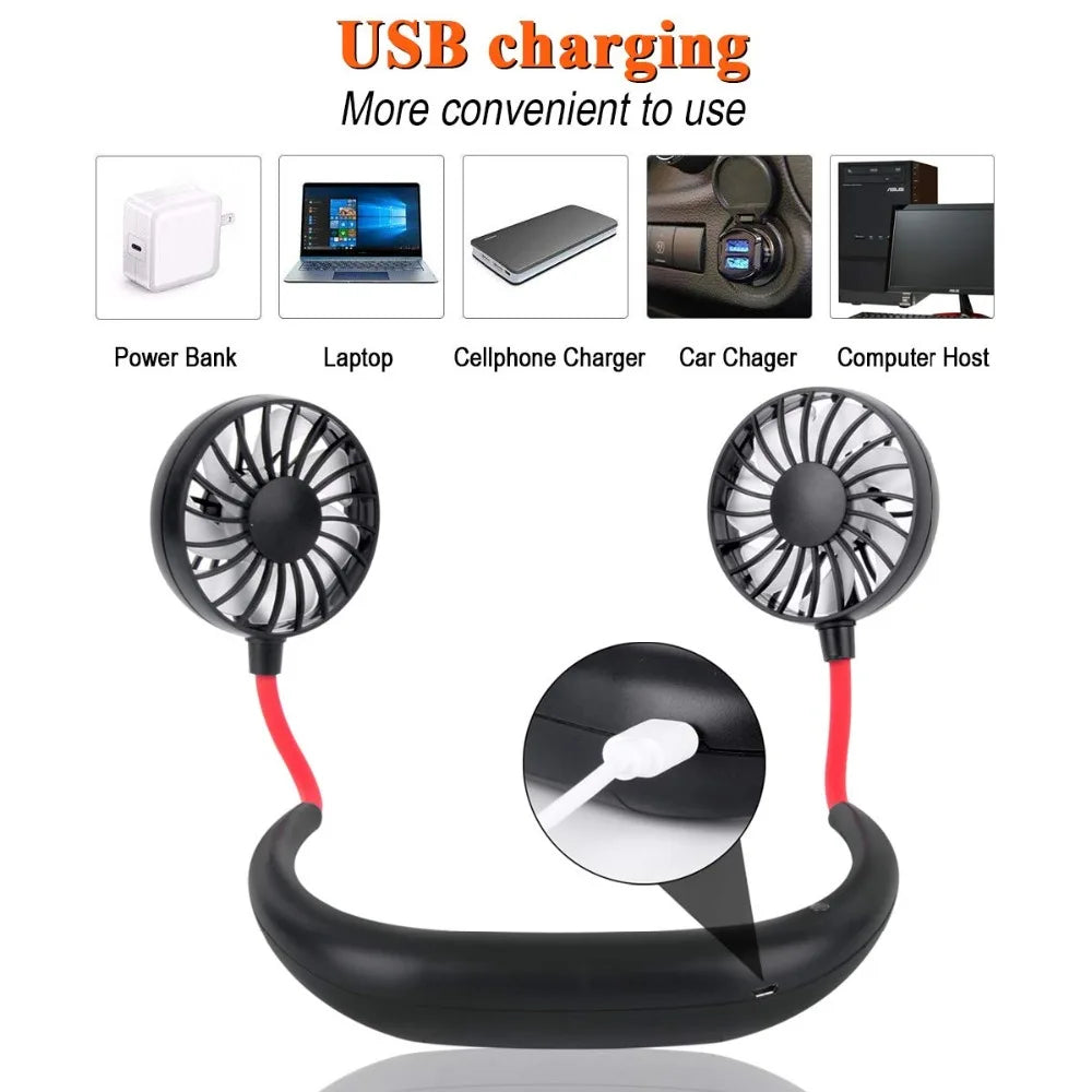 Portable Neckband Fan Usb Rechargeable