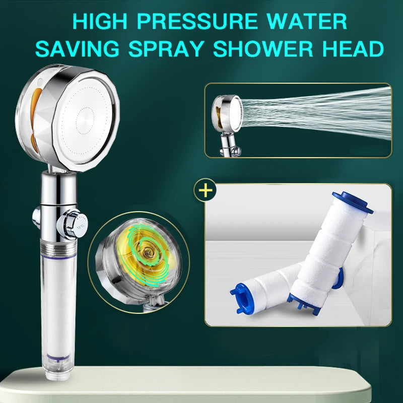 Pressurized Shower Head Turbine Shower Accessories One Piece Water Stop