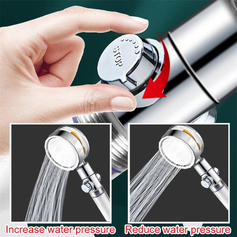 Pressurized Shower Head Turbine Shower Accessories One Piece Water Stop