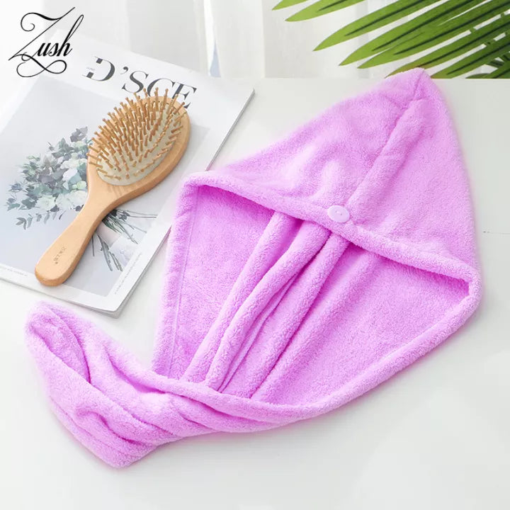 New Quick Dry Head Shower Cap Towel Hair Wrap Soft (Random Color)