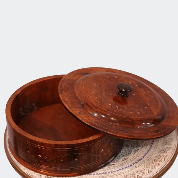 Wooden Hot Pot With Barance Work Roti_dan