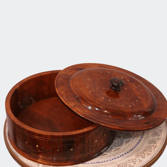 Wooden Hot Pot With Barance Work Roti_dan