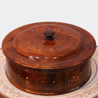 Wooden Hot Pot With Barance Work Roti_dan