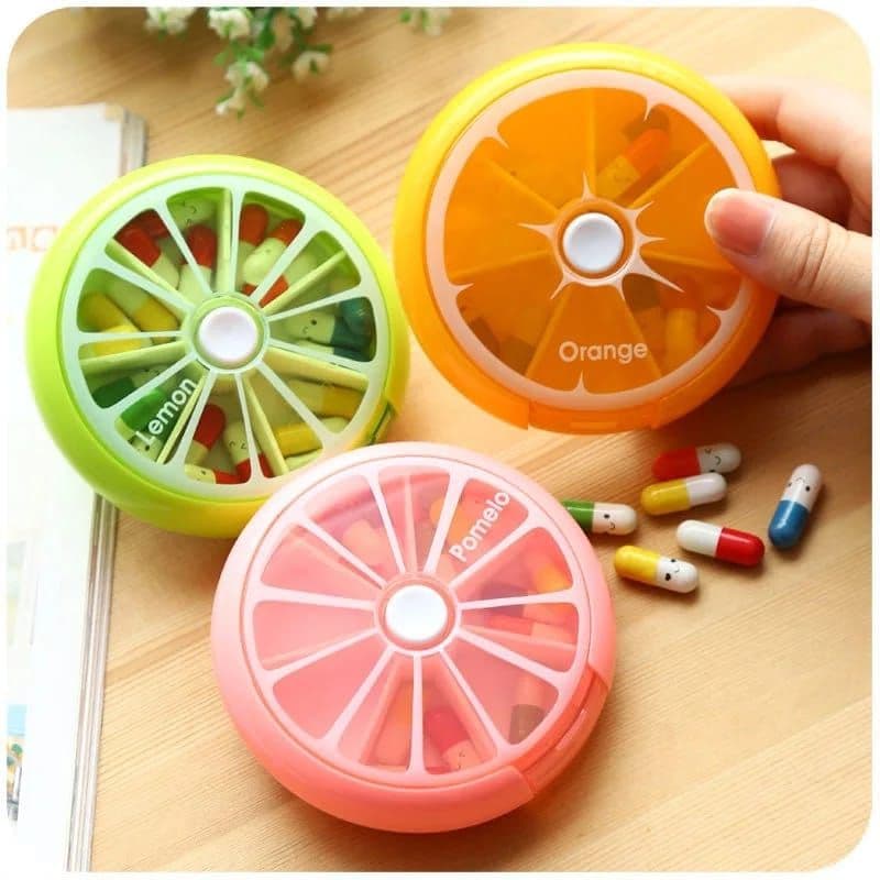 Portable One Week 7 Compartment Pill Box Mini Round Seven-day Small Medicine Case Dispensing Storage Organizer Holder