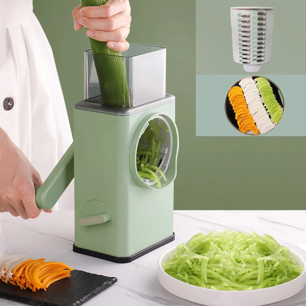 Multifunctional Manual Rotary Cheese Grater Shredder – Wider Hopper Round Mandolin Drum Slicer Cutter For Kitchen